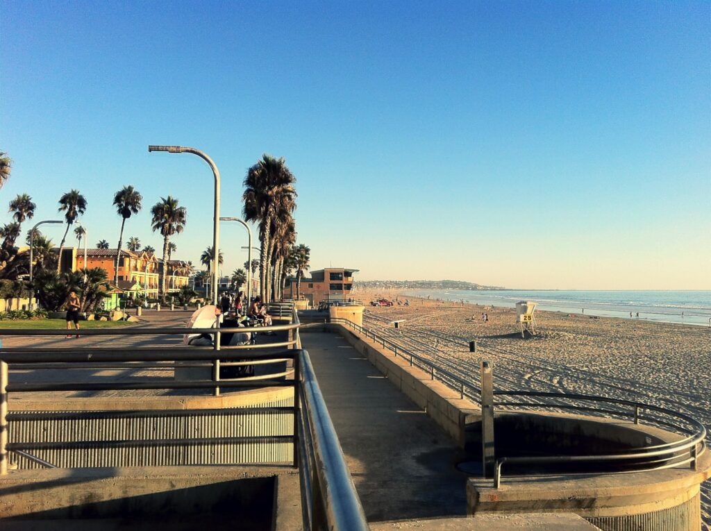 Beach and Boardwalk in Pacific Beach, San Diego, California